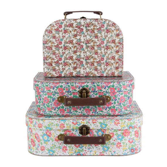 Set of 3 English Garden Suitcases