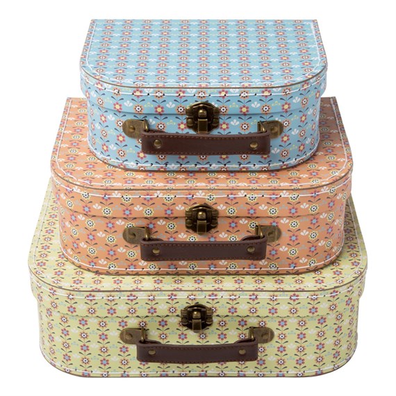 Set of 3 Summer Retro Daisy Suitcases