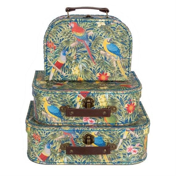 Set of 3 Parrot Paradise Suitcases