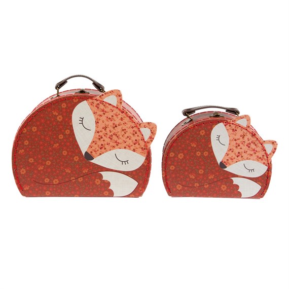 Set of 2 Floral Friends Angus the Fox Suitcases