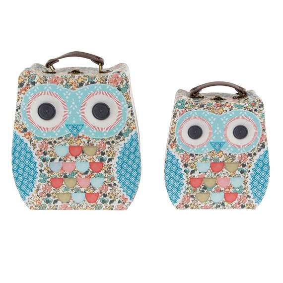Set of 2 Floral Friends Clara the Owl Suitcases