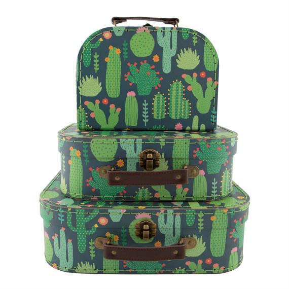 Colourful Cactus Suitcases - Set of 3