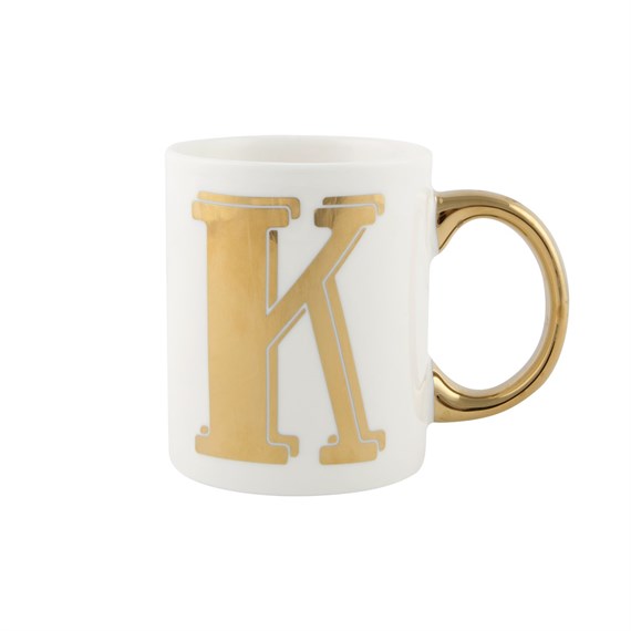 Gold Monogram Letter K Mug