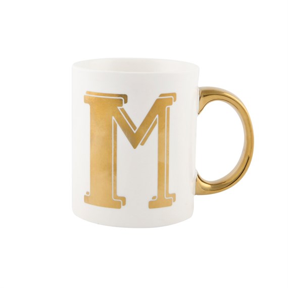 Gold Monogram Letter M Mug