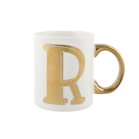 Gold Monogram Letter R Mug
