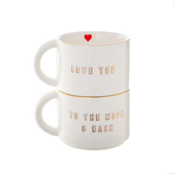 Love You To The Moon Set Of Two Stacking Mugs