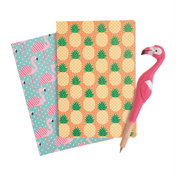 Flamingo and Pineapple Notepads & Flamingo Pen Set